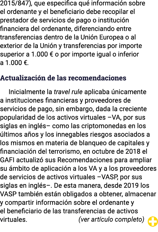 2015 847), que especifica qué información sobre el ordenante y el beneficiario debe recopilar el prestador de servici   