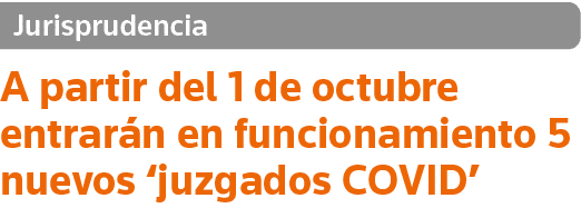 Jurisprudencia A partir del 1 de octubre entrarán en funcionamiento 5 nuevos  juzgados COVID 