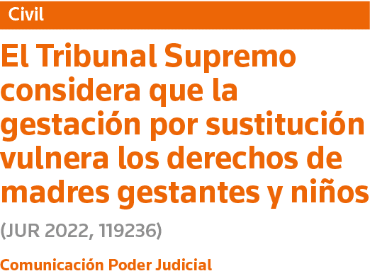 Civil El Tribunal Supremo considera que la gestación por sustitución vulnera los derechos de madres gestantes y niños   