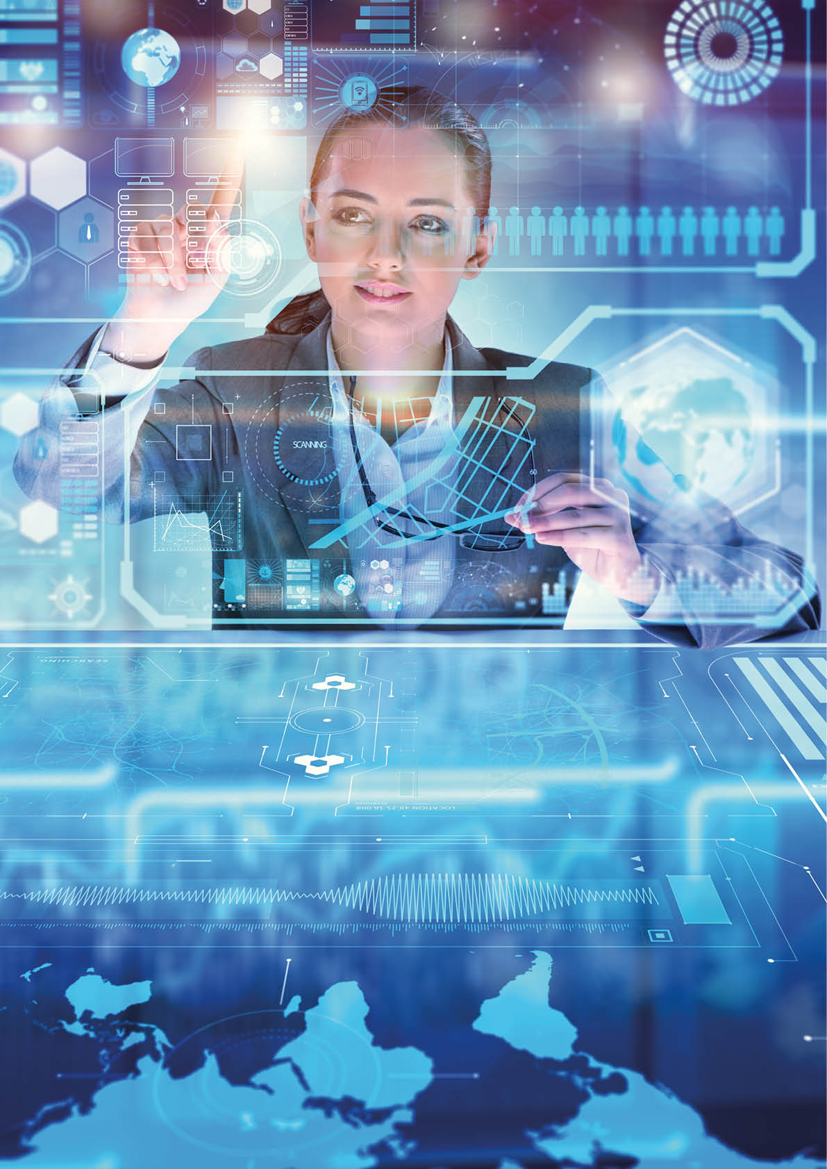 Woman analyst working with big data