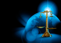 Balanza de la justicia y bola del mundo
