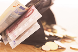 Cartera con billetes y monedas