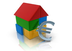 Símbolo del euro y casita