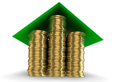 Una casita hecha con monedas