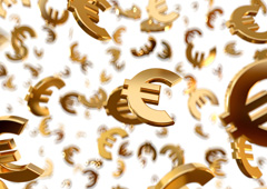 Símbolo del euro dorado