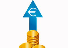 Flechas ascendentes y monedas