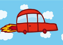 Dibujo de un coche volando