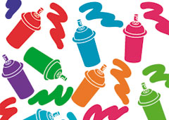 Botes con pintura para grafitis
