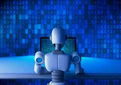Un robot tratando datos