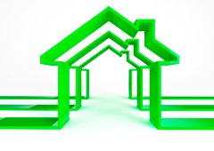 Siluetas de color verde casas