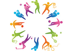 Siluetas de colores de deportistas