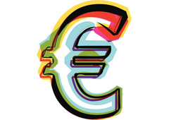 Símbolo del euro en colores