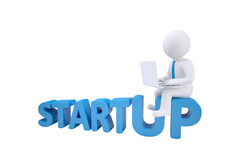 Del cumplimiento al diseño: nuevas tendencias en el tratamiento de datos personales por start-ups Un muñequito blanco sentado encima de la palabra startup