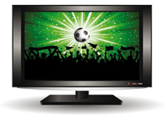 Television y balón de futbol